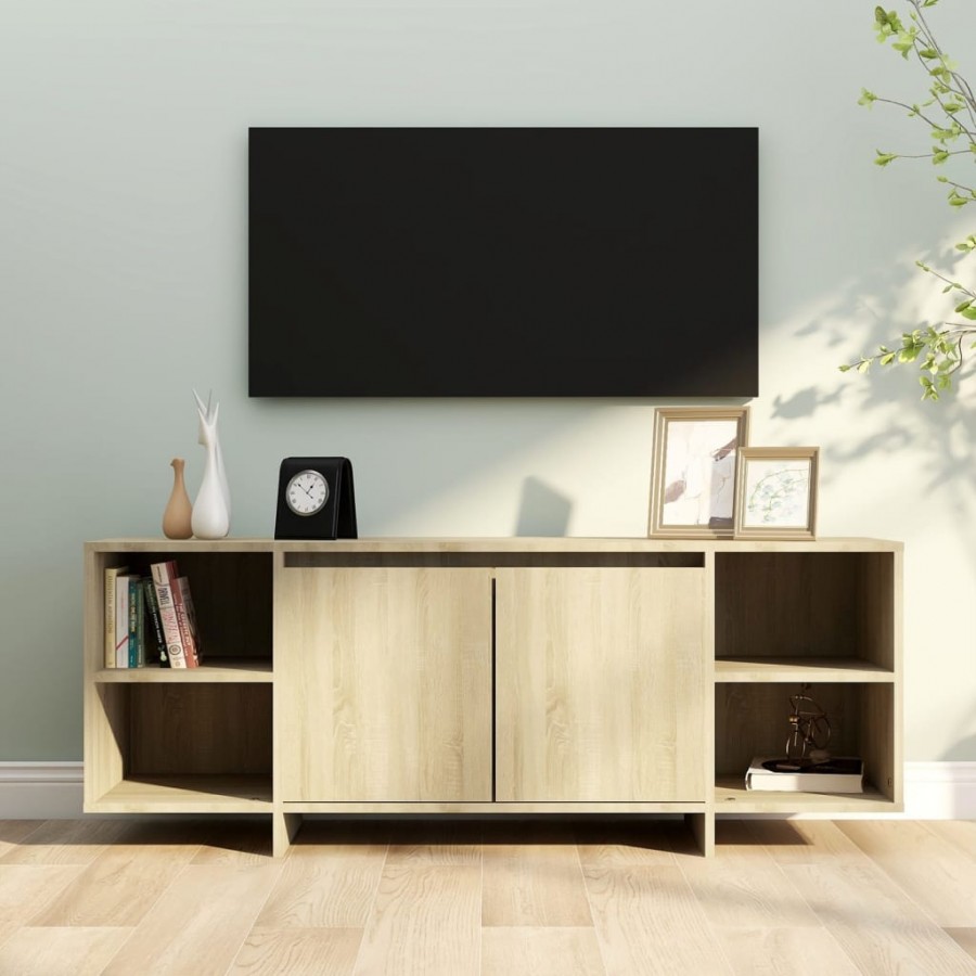 Meuble TV chêne sonoma 130x35x50 cm bois d'ingénierie