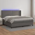 cadre de lit matelas LED Gris 200x200 cm Similicuir