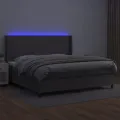 cadre de lit matelas LED Gris 200x200 cm Similicuir