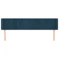 Tête de lit avec oreilles Bleu foncé 203x16x78/88 cm Velours