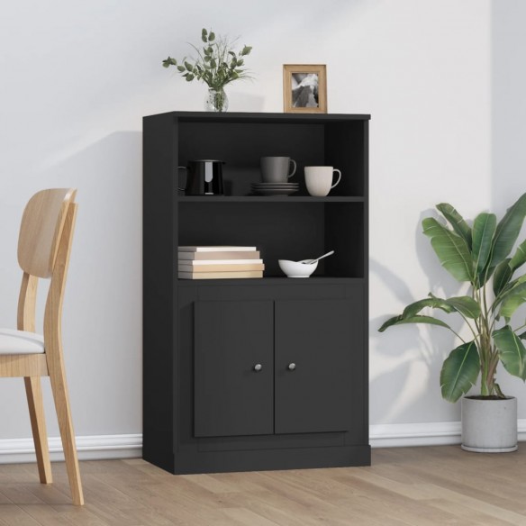 Buffet haut noir 60x35,5x103,5 cm bois d'ingénierie