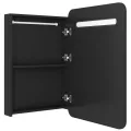 Armoire de salle de bain à miroir LED noir 60x11x80 cm