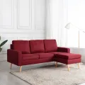 Canapé à 3 places avec repose-pied Rouge bordeaux Tissu