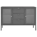 Buffet Anthracite 105x35x70 cm Acier et verre trempé