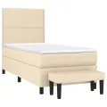cadre de lit et matelas Crème 90x190 cm Tissu
