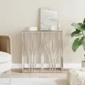Table console 70x30x70 cm acier inoxydable et verre
