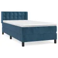 cadre de lit et matelas Bleu foncé 80x200 cm Velours