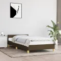 Cadre de lit sans matelas marron foncé 90x200 cm tissu
