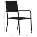 Chaise à dîner de jardin empilable lot de 2 noir résine tressée