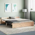 Cadre de lit sans matelas bois massif 150x200 cm