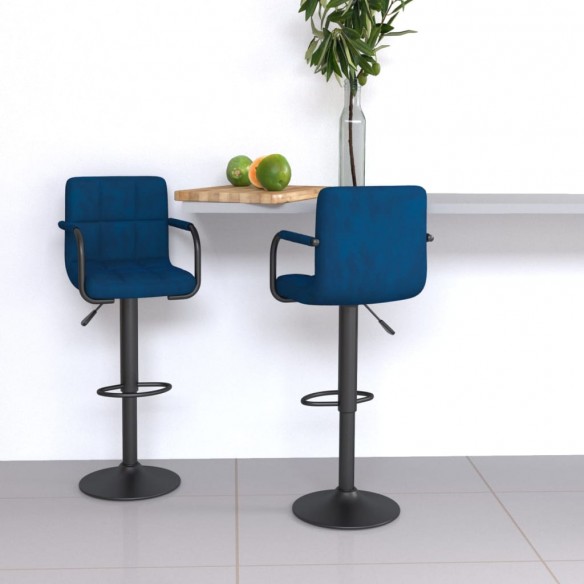 Tabourets de bar lot de 2 bleu velours