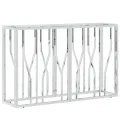 Table console 110x30x70 cm acier inoxydable et verre
