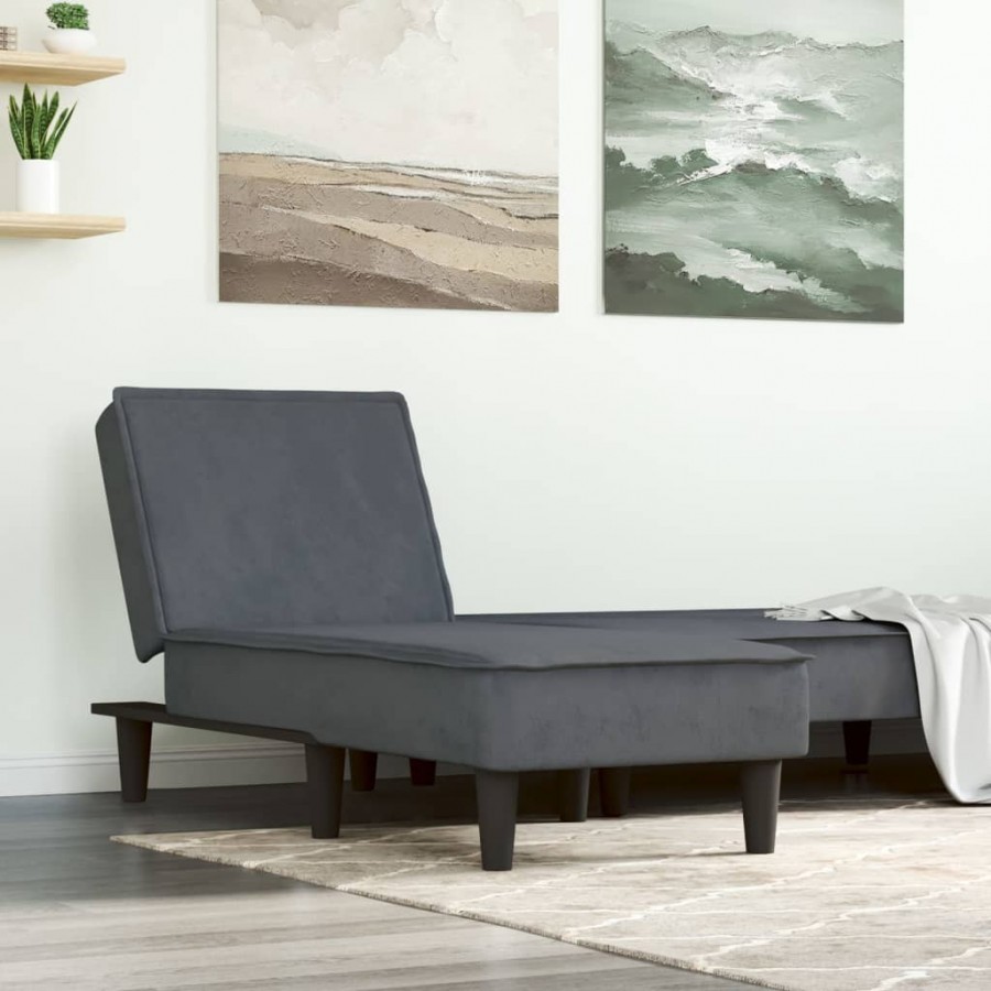 Chaise longue gris foncé velours