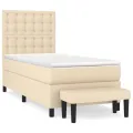 cadre de lit et matelas Crème 90x190 cm Tissu