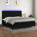 cadre de lit et matelas et LED Noir 200x200 cm Tissu