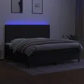 cadre de lit et matelas et LED Noir 200x200 cm Tissu