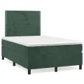 cadre de lit et matelas Vert foncé 120x200cm Velours