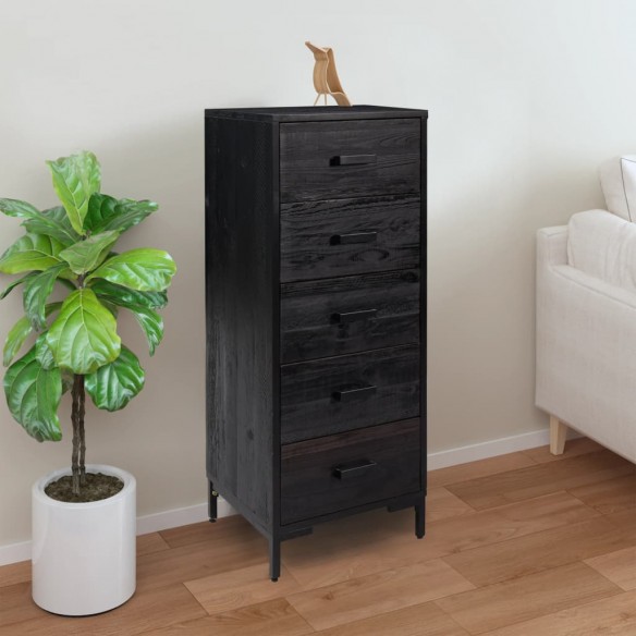 Commode Noir 42x35x110 cm Bois de pin massif