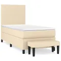 cadre de lit et matelas Crème 90x190 cm Tissu