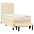 cadre de lit et matelas Crème 90x190 cm Tissu