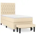 cadre de lit et matelas Crème 90x190 cm Tissu