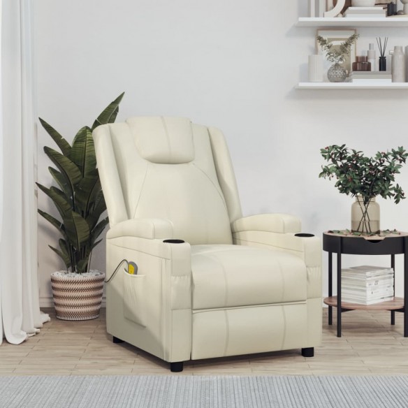 Fauteuil de massage blanc crème similicuir