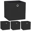 Boîte de rangement 4 pcs Tissu non-tissé 32x32x32 cm Noir