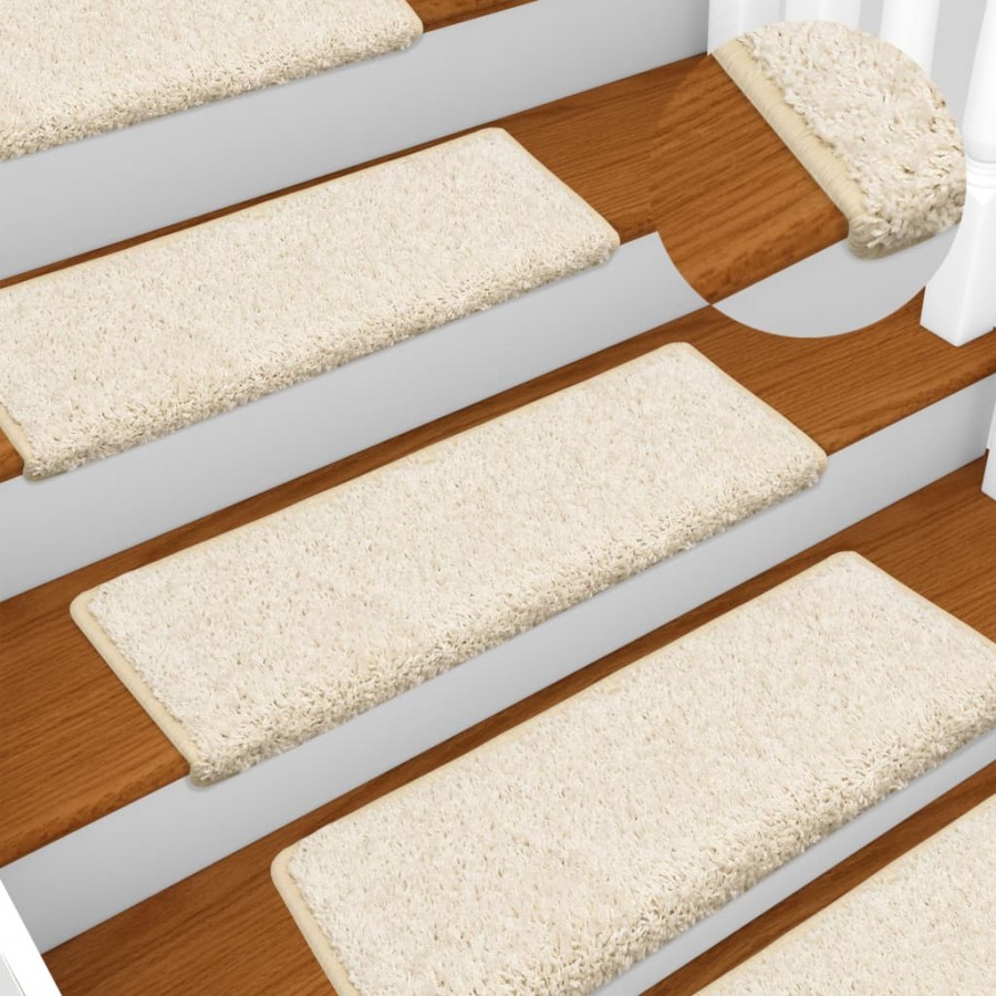 Tapis d'escalier 15 pcs 65x21x4 cm Blanc