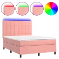 cadre de lit matelas et LED Rose 140x200 cm Velours
