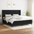 cadre de lit avec matelas Noir 200x200 cm Tissu