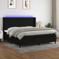 cadre de lit et matelas et LED Noir 200x200 cm Tissu