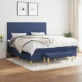 cadre de lit avec matelas Bleu 180x200 cm Tissu