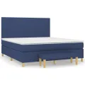 cadre de lit avec matelas Bleu 180x200 cm Tissu
