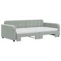 Lit de jour et gigogne et matelas gris clair 100x200 cm velours