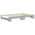 Lit de jour et gigogne et matelas gris clair 100x200 cm velours