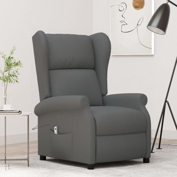 Fauteuil inclinable électrique à oreilles gris foncé tissu