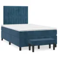 cadre de lit et matelas Bleu foncé 120x200cm Velours
