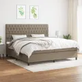 cadre de lit avec matelas Taupe 200x200 cm Tissu