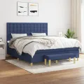 cadre de lit avec matelas Bleu 180x200 cm Tissu