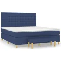 cadre de lit avec matelas Bleu 180x200 cm Tissu