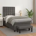 cadre de lit avec matelas Gris 90x190 cm Similicuir