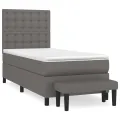 cadre de lit avec matelas Gris 90x190 cm Similicuir
