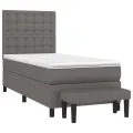 cadre de lit avec matelas Gris 90x190 cm Similicuir