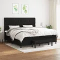 cadre de lit avec matelas Noir 200x200 cm Tissu