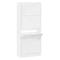 Armoire à chaussure Blanc brillant 63x24x147 cm Bois ingénierie