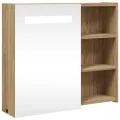 Armoire de salle de bain à miroir avec LED chêne 60x13x52 cm