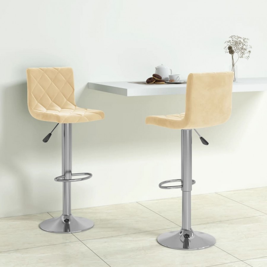 Tabourets de bar lot de 2 crème velours