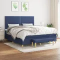 cadre de lit avec matelas Bleu 180x200 cm Tissu