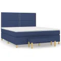 cadre de lit avec matelas Bleu 180x200 cm Tissu