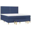 cadre de lit avec matelas Bleu 180x200 cm Tissu